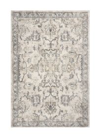 9' X 13' Ivory And Gray Floral Medallion Distressed Area Rug
