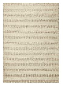 8' X 10' Ivory And White Wool Striped Hand Woven Area Rug