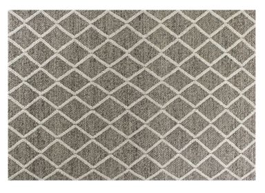 8' X 10' Dark Gray And Ivory New Zealand Lambs Wool Diamond Hand Woven Area Rug
