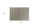 8' X 10' Dark Gray And Ivory New Zealand Lambs Wool Diamond Hand Woven Area Rug