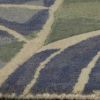 7' X 9' Blue Green And Beige Wool Tropical Botanical Hand Tufted Area Rug
