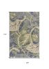 7' X 9' Blue Green And Beige Wool Tropical Botanical Hand Tufted Area Rug