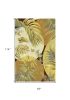 8' X 10' Coral Green And Ivory Wool Tropical Botanical Hand Tufted Area Rug