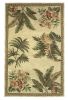 8' X 10' Ivory Green And Brown Wool Tropical Botanical Hand Tufted Area Rug