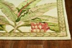 8' X 10' Ivory Green And Brown Wool Tropical Botanical Hand Tufted Area Rug