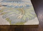 8' X 10' Ivory And Blue Wool Botanical Leaves Hand Tufted Area Rug