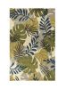 8' X 11' Ivory Green And Blue Wool Botanical Leaves Hand Tufted Area Rug