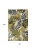 8' X 11' Ivory Green And Blue Wool Botanical Leaves Hand Tufted Area Rug