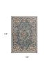 9' X 12' Slate Blue And Red Floral Medallion Area Rug