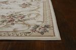 9' X 12' Ivory Red And Green Floral Medallion Area Rug
