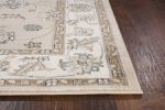 9' X 12' Beige And Ivory Floral Medallion Area Rug