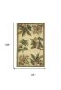 8' X 11' Ivory Green And Brown Wool Tropical Botanical Hand Tufted Area Rug