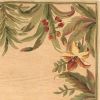 8' X 11' Beige Red And Green Wool Tropical Floral Hand Tufted Area Rug