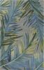 9' X 12' Gray And Blue Wool Tropical Botanical Hand Tufted Area Rug