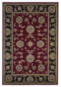 10' X 13' Red Black And Gold Floral Medallion Area Rug