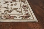 10' X 13' Ivory Green And Red Floral Vines Area Rug