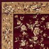 10' X 13' Red And Beige Floral Vines Area Rug