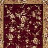 10' X 13' Red And Beige Floral Vines Area Rug