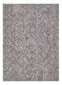 9' X 12' Blue And Beige Wool Chevron Hand Tufted Area Rug