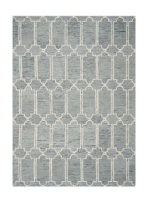 9' X 12' Slate Blue And Ivory Wool Geometric Hand Tufted Area Rug