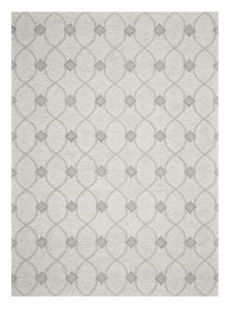 9' X 12' Ivory And Gray Wool Ogee Hand Tufted Area Rug