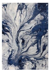 9' X 13' Blue Gray And Ivory Abstract Area Rug