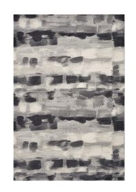 10' X 13' Gray Black And Ivory Abstract Area Rug
