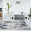 10' X 13' Gray And Navy Blue Botanical Leaves Area Rug