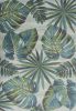 9' X 13' Beige Teal And Green Tropical Botanical Area Rug