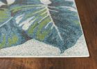 9' X 13' Beige Teal And Green Tropical Botanical Area Rug