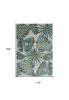 9' X 13' Beige Teal And Green Tropical Botanical Area Rug