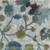 10' X 13' Teal Blue White And Green Floral Vines Area Rug