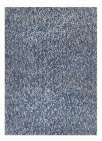 9' X 13' Indigo And Ivory Abstract Shag Hand Woven Area Rug
