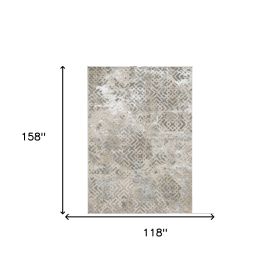 10' X 13' Sand And Light Blue Geometric Area Rug