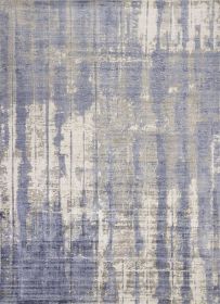 8' X 11' Gray And Ivory Abstract Hand Loomed Area Rug