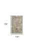 9' X 12' Beige And Blue Floral Medallion Hand Loomed Distressed Area Rug