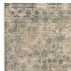 9' X 12' Beige And Blue Floral Medallion Hand Loomed Distressed Area Rug