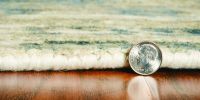 9' X 12' Beige And Blue Floral Medallion Hand Loomed Distressed Area Rug