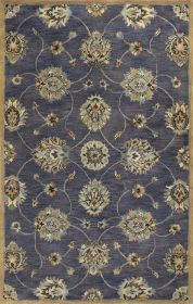 9' X 13' Dark Gray Green And Brown Wool Floral Hand Tufted Area Rug