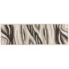 7' Beige Ivory And Black Wool Abstract Hand Tufted Runner Rug