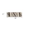 7' Beige Ivory And Black Wool Abstract Hand Tufted Runner Rug