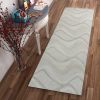 7' Ivory And Gray Wool Abstract Hand Tufted Runner Rug