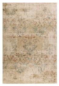 5' X 8' Champagne And Beige Damask Area Rug