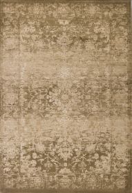 5' X 8' Beige And Tan Floral Medallion Distressed Area Rug