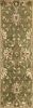 7' Green Red And Ivory Wool Floral Medallion Hand Tufted Runner Rug