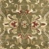 7' Green Red And Ivory Wool Floral Medallion Hand Tufted Runner Rug