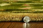 3' X 5' Green Red And Ivory New Zealand Lambs Wool Floral Medallion Hand Tufted Area Rug