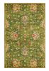 3' X 5' Green Red And Ivory New Zealand Lambs Wool Floral Medallion Hand Tufted Area Rug