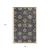 3' X 5' Dark Gray Green And Brown Wool Floral Hand Tufted Area Rug