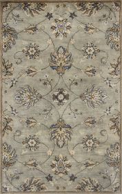 3' X 5' Gray Ivory And Brown Wool Floral Hand Tufted Area Rug